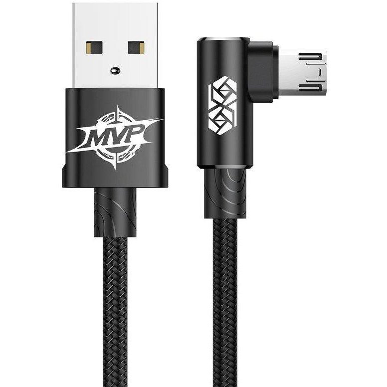 Cablu de date MVP Elbow, USB/Micro-USB, Quick Charge 3.0, 2A, 1m, Negru