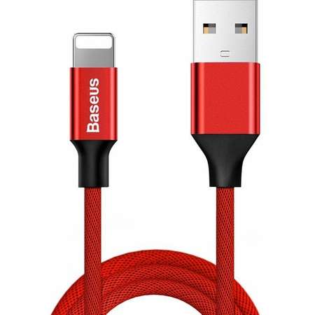 Cablu de date Baseus Yiven, USB/Lightning, 2A, 1.8m, Rosu