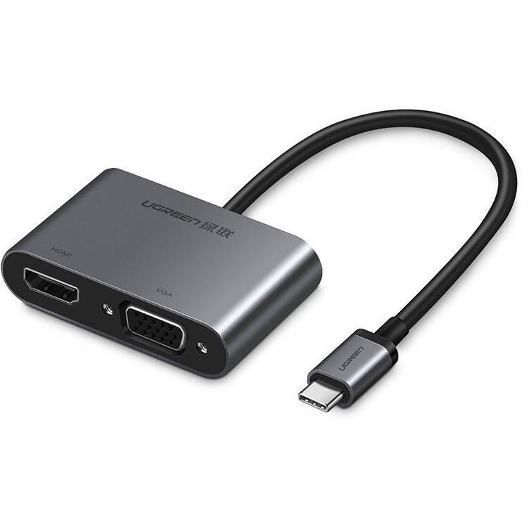 Adaptor video CM162 USB-C tata - VGA/HDMI mama 4K 30Hz 2 moduri 100W 25cm Silver