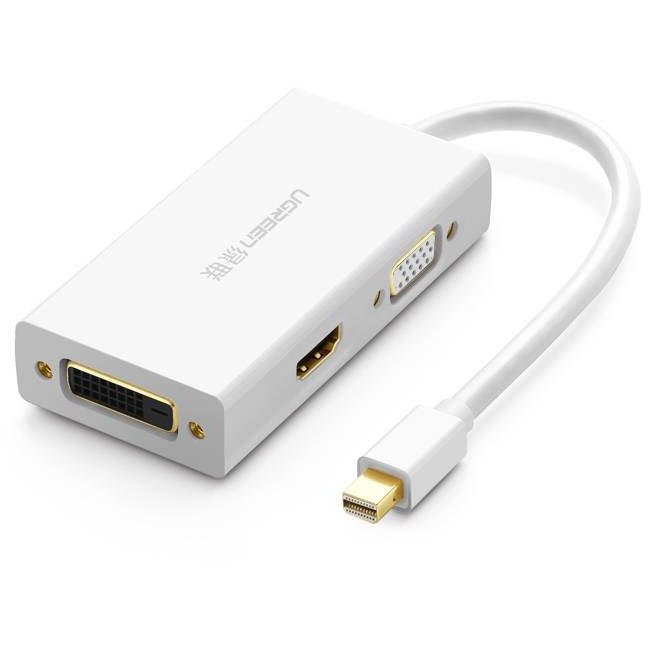 Adaptor video MD114 Mini DisplayPort tata - HDMI/VGA/DVI mama 4K 60Hz 13cm Alb