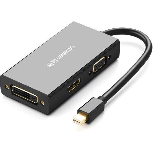 Adaptor video MD114 Mini DisplayPort tata - HDMI/VGA/DVI mama 4K 60Hz 13cm Negru