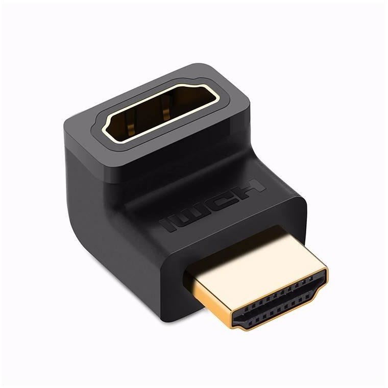 Adaptor video unghiular HD112 HDMI tata - HDMI mama 4K 10Gbps frontal Negru