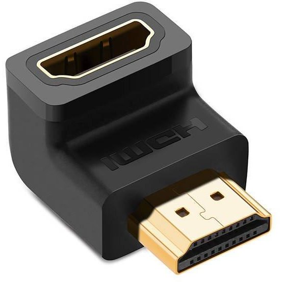 Adaptor video unghiular HD112 HDMI tata - HDMI mama 4K 10Gbps inferior Negru