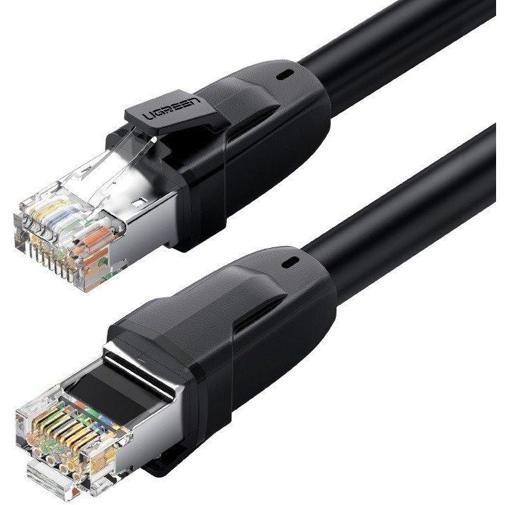 NW121 Ethernet Cat. 8, mufat 2xRJ45, S/FTP, Class I, lungime 1m, Negru