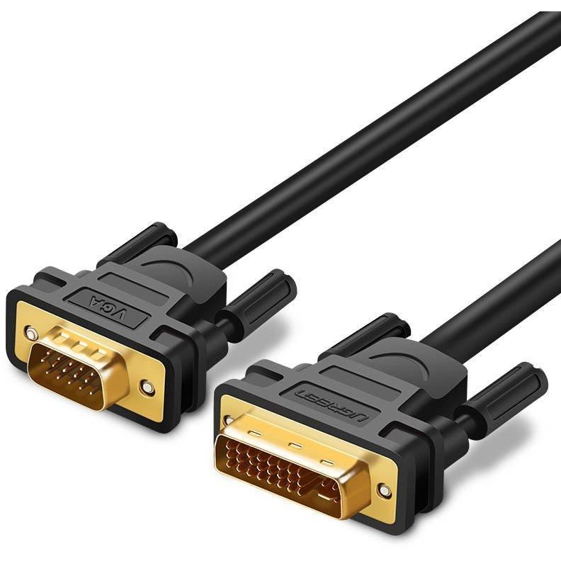 Cablu video DV102 DVI tata - VGA tata FullHD 60Hz 2 moduri 3m Negru