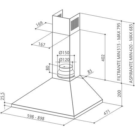 Hota Decorativa Value PB A90 1 motor 3 viteze Negru