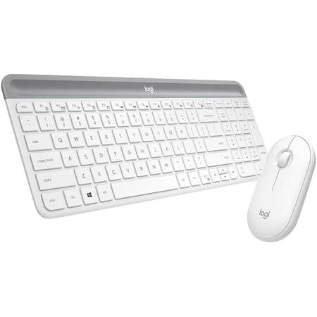 Kit Logitech MK470 Tastatura USB Layout US White + Mouse Optic USB Alb