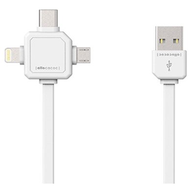 Cablu date USB 3in1   9003WT/USBC15 USB type-C Apple Lightning Micro USB Alb