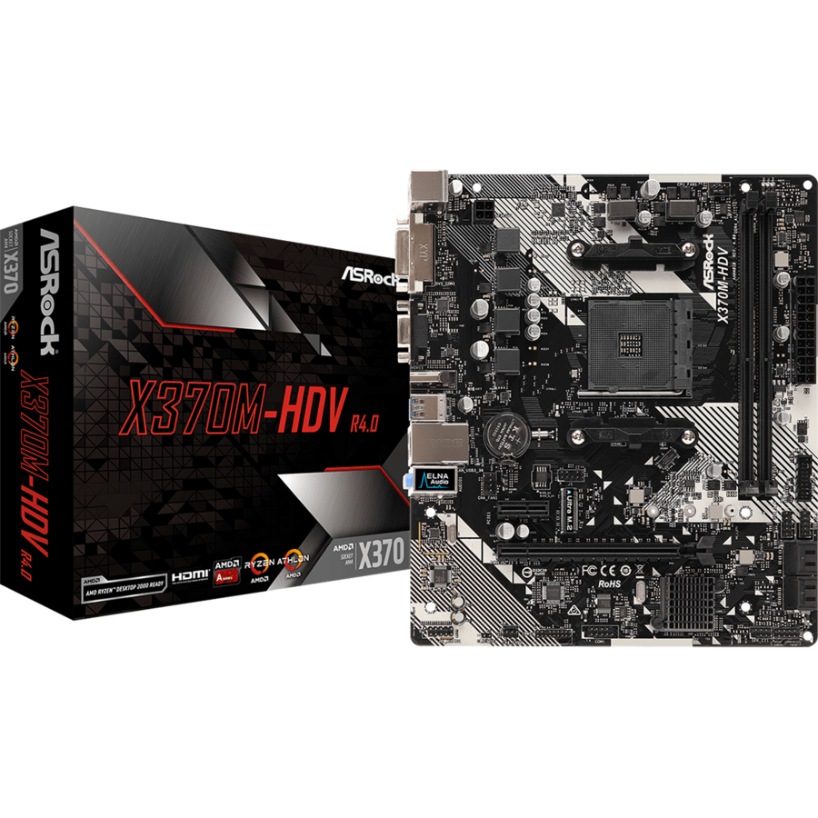 Placa de baza X370M-HDV R4.0 Socket AM4 DDR4 1xM.2 4xSATA DVI-D HDMI mATX MB