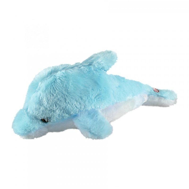 Jucarie de plus Delfin cu lumina ambientala Led-uri multicolore 41 cm Albastru