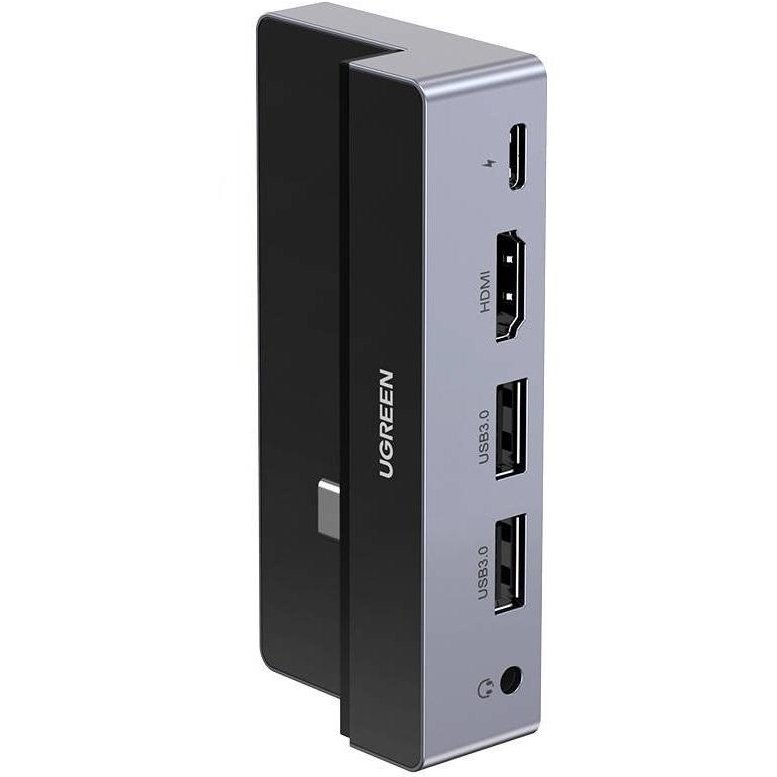 Adaptor HUB aluminiu 5-in-1 CM317 USB-C - 2x USB 3.0 1x USB-C HDMI 1x Mini Jack 3.5 mm Silver