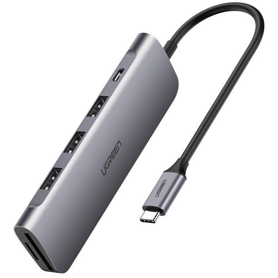 Adaptor HUB aluminiu 6-in-1 CM195 USB-C - 3x USB 3.0 1x Micro USB 1x SD 1x Micro SD 15cm Gri