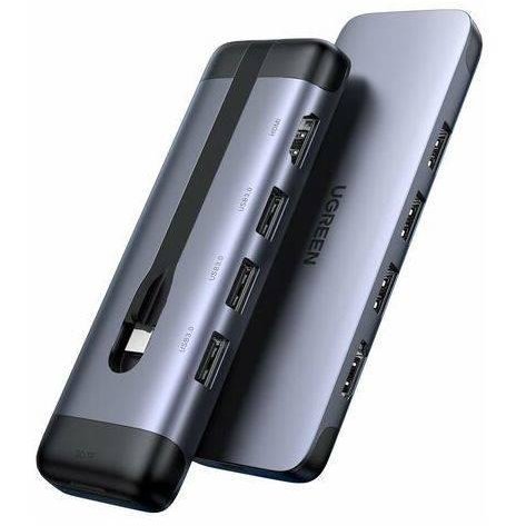 Adaptor HUB aluminiu 6-in-1 CM287 USB-C - 2x USB 3.0 1x HDMI 1x USB-C 1x SD 1x RJ45 Silver