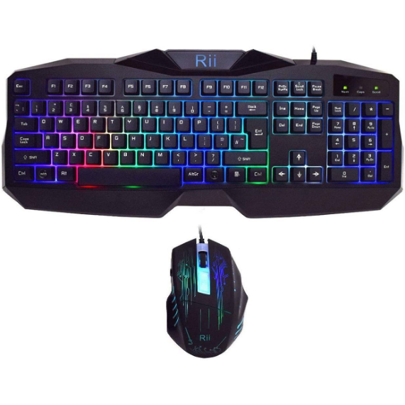 Kit Tastatura si Mouse RK400 Gaming Iluminare RGB USB 104 taste Negru