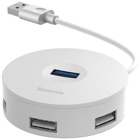 Adaptor HUB 4-in-1 Round Box USB - 1x USB 3.0 3x USB 2.0 15cm Alb