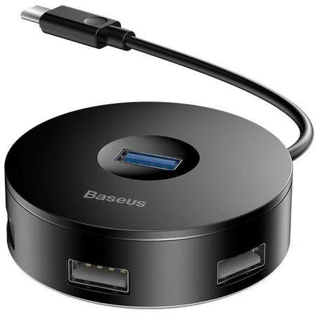 Cablu de date Baseus Round Box, USB-C - 1x USB 3.0, 3x USB 2.0, 15cm, Negru