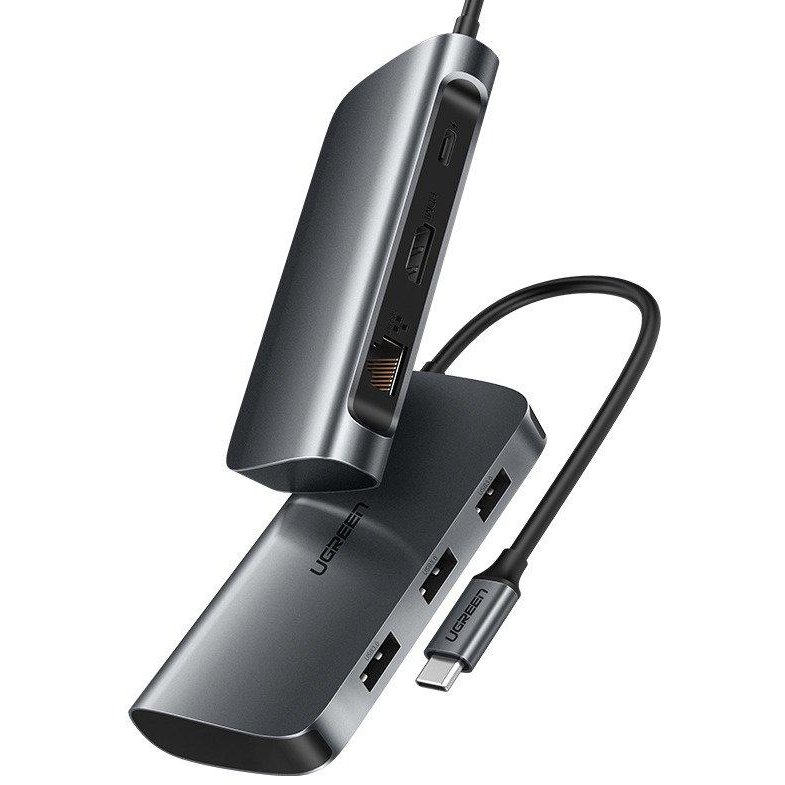 Adaptor HUB 6-in-1 CM212 USB-C - 3x USB 3.0 1x HDMI 1x USB-C 1x RJ45 Gri