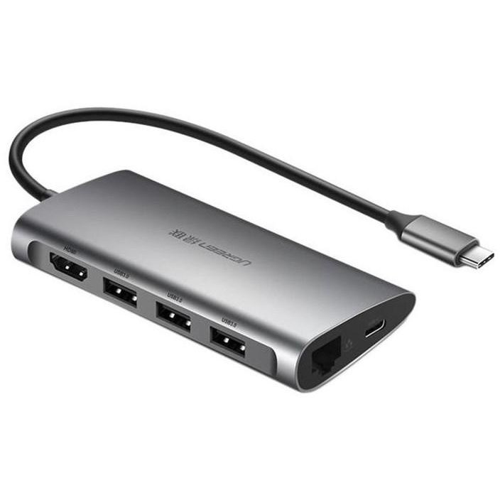 Adaptor HUB 8-in-1 CM121 USB-C - 3x USB 3.0 1x HDMI 1x USB-C 1x RJ45 1x SD 1x Micro SD Gri