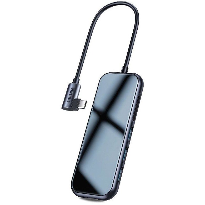 Adaptor HUB aluminiu 7-in-1 Mirror USB-C - 3x USB 3.0 1x HDMI 1x USB-C 1x SD 1x Micro SD 15cm Gri