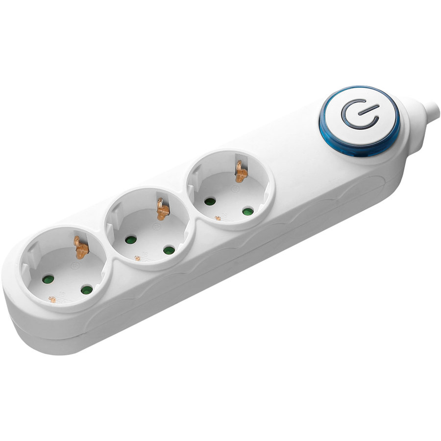 Prelungitor cu intrerupator 3PI15-3680 3 prize Schuko 3680W 1.5m Alb