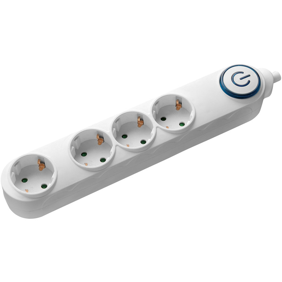 Prelungitor cu intrerupator 4PI5-3680 4 prize Schuko 3680W 5m Alb