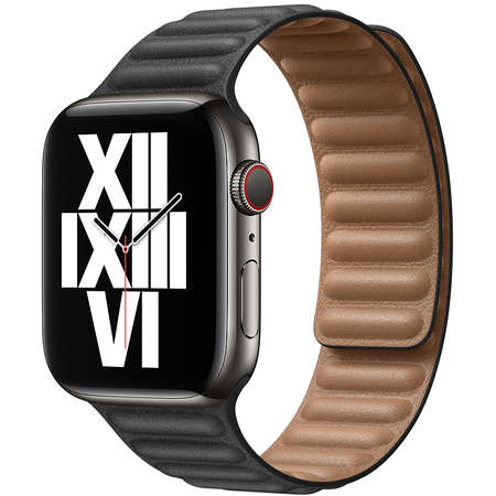 Curea smartwatch Apple Watch 44mm Band: Black Leather Link Small