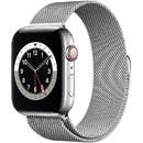 Watch 6 44mm GPS Cellular Silver Stainless Steel Case Silver Milanese Loop