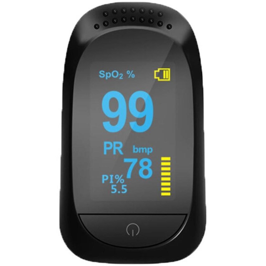 Pulsoximetru Pulsoximetru portabil pentru masurarea si citirea pulsului (PR) saturatiei de oxigen din sange (SP02) indicelui de perfuzie periferic (PI) Negru