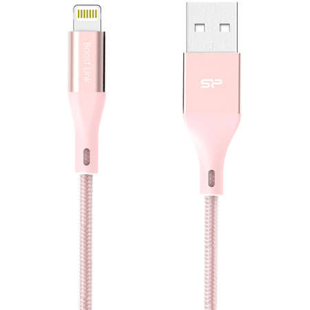 Cablu de date Silicon Power USB - Lightning Boost Link Nylon LK30AL 1m Pink