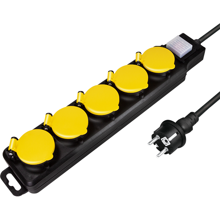Prelungitor LPS255 5x Schuko 1.5m Black Yellow