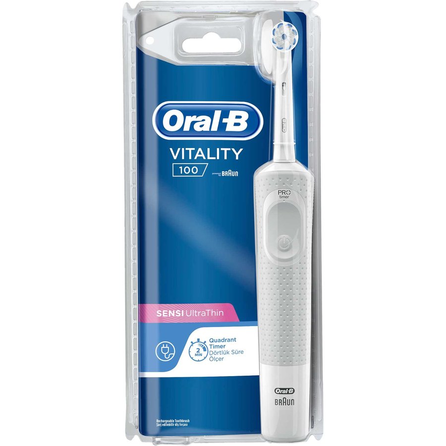 Periuta Electrica 100 Vitality Sensi UltraThin 7600 oscilatii/min Alb/Gri