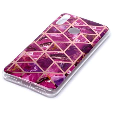 Husa Lemontti Plating Marble Pattern Soft Purple pentru Huawei Y7 2019