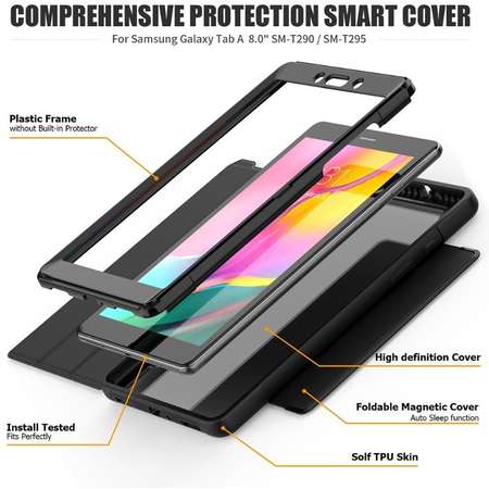 Husa tableta Lemontti Flip Smart Leather Case Black pentru Samsung Galaxy Tab A 2019 8 inch