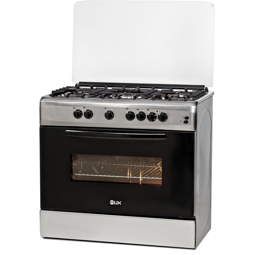 Aragaz 6090 ECAI IX FONTA NG 5 arzatoare Convectie duala Cuptor electric Aprindere electrica Gratar fonta Inox