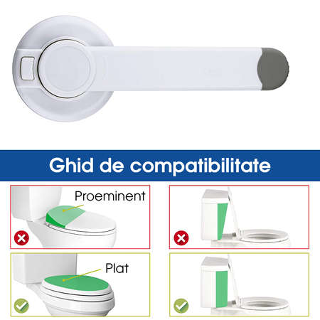 Dispozitiv de blocare NEX CARE Incuietoare ideala pentru capacul toaletei Cu Brat Incuietoare pentru vasul de toaleta cu siguranta Alb