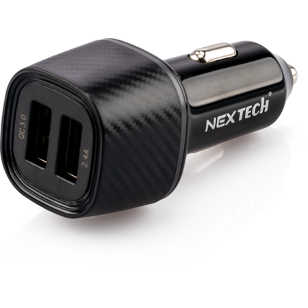 Incarcator auto NEX TECH Fast Charge 30W 2 porturi USB Negru