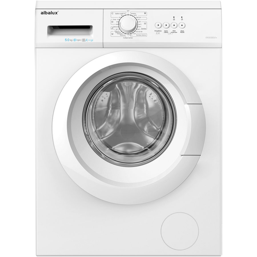 Masina de spalat rufe AXW085A+ Capacitate 5Kg 800RPM  Clasa Energetica E Avertizare Sonora Blocare acces copii Alb