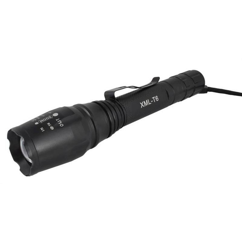 Lanterna LED Cree XML-T6 5W Zoom 2000x cu acumulatori 4800mah si incarcator Negru
