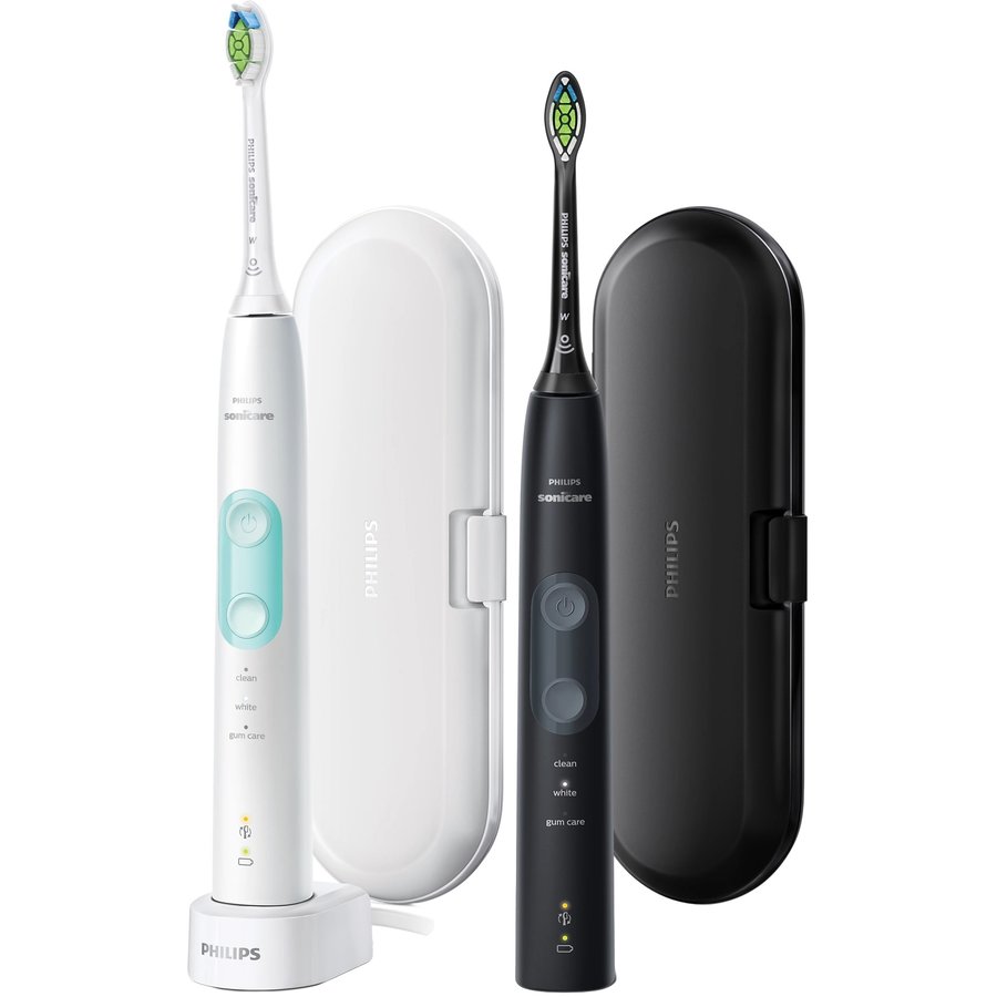 Set de 2 periute electrice sonice HX6857/35 3 programe 62000 oscilatii/min Alb Negru