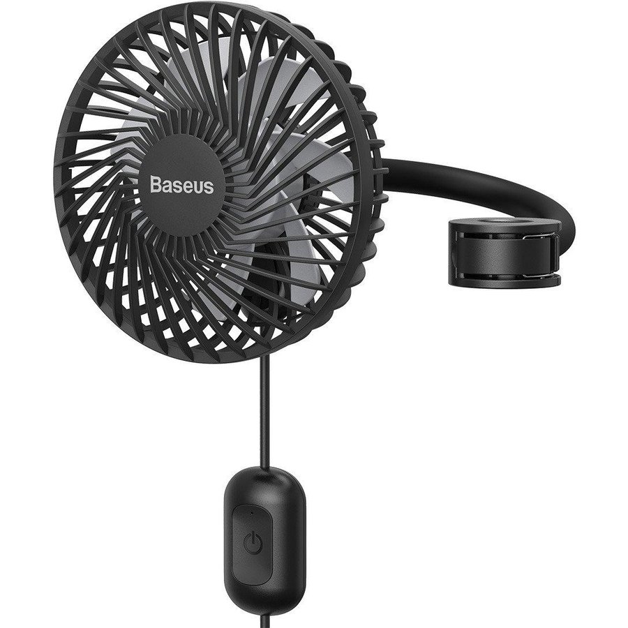 Ventilator auto universal Departure pentru tetiera rotire 360 grade 3 nivele 20dB USB Negru