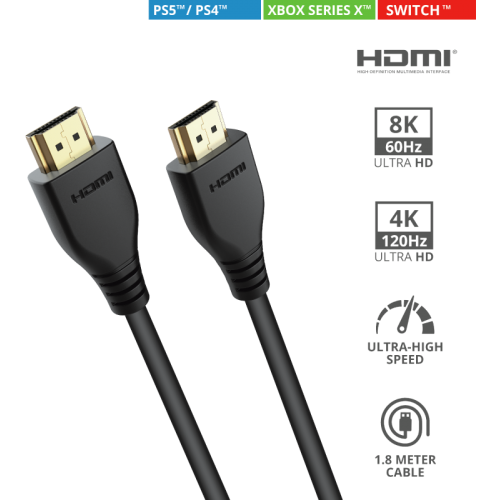 Cablu HDMI Trust GXT 731 Ruza Ultra-High Speed 8K HDMI 2.1 Lungime Cablu 1.8m Negru