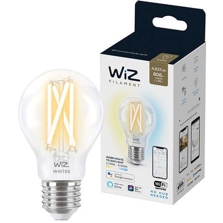Bec LED inteligent Wiz Vintage Filament Whites Wi-Fi A60 E27 6.7W (60W) 2700K-6500K 806 lumeni