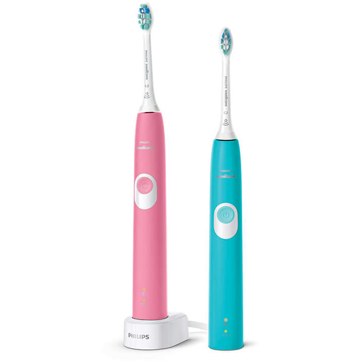 Set 2 Periute de dinti electrice Sonicare HX6802/35 2 programe 62000 oscilatii Turcoaz Roz