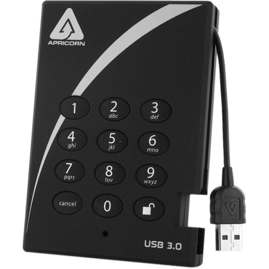 Hard disk extern Aegis Padlock 1TB USB 3.0 Black 2.5 inch