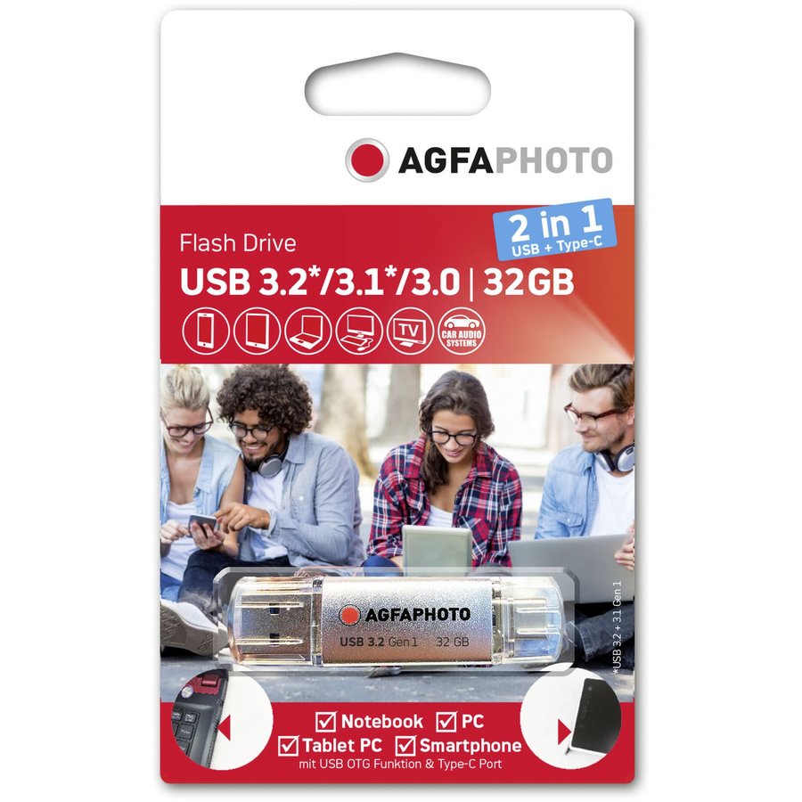 Memorie USB 32GB USB 3.0 2in1 USB-C Silver