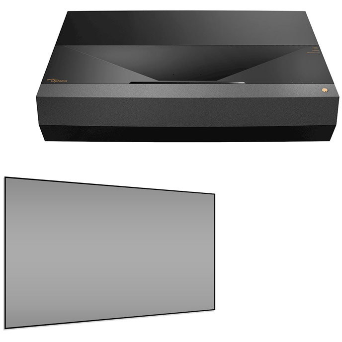 Pachet videoproiectie UHZ65UST UHD 4K si ecran fix perete, EliteScreens ALR dedicat ptr UST AEON AR100H2-CLR
