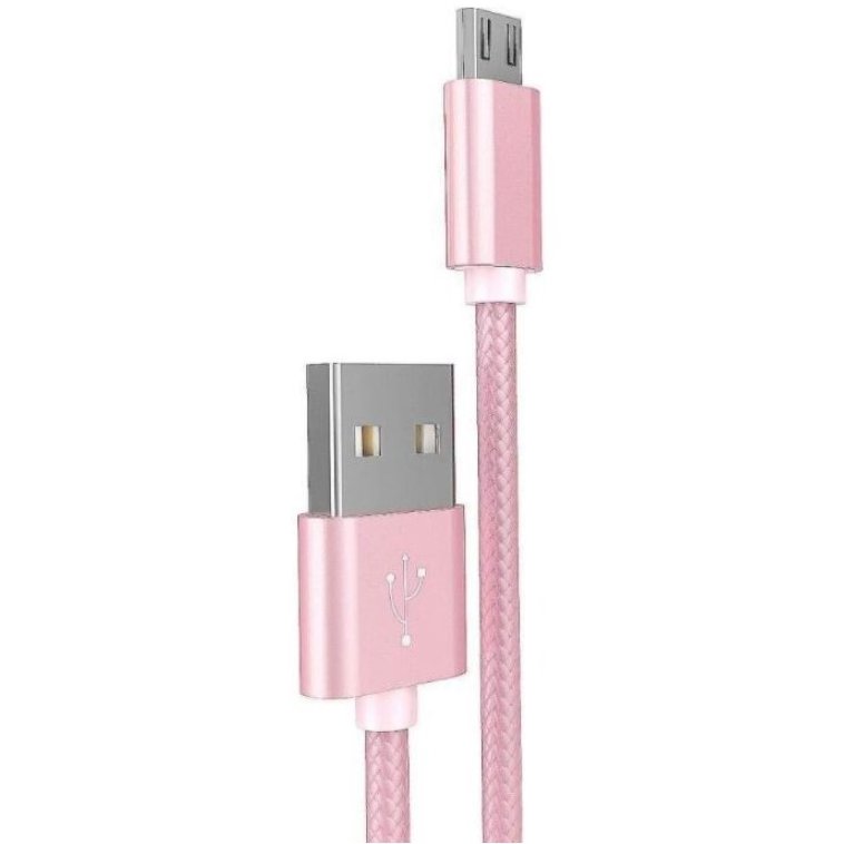 Cablu impletit Micro Usb cu incarcare rapida  X2 Roz Gold