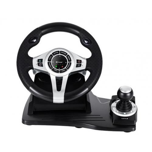 Volan Trajoy 46524 Steering wheel Tracer Roadster 4 in 1 PC/PS3/PS4/XBox One Negru/Argintiu — imaginea 3
