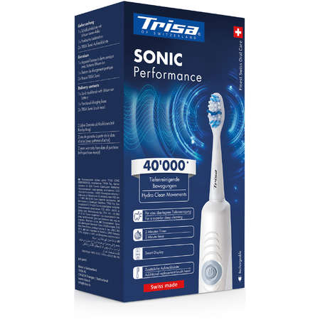 Periuta de dinti electrica Trisa Sonic Performance 40000 vibratii/min Alb