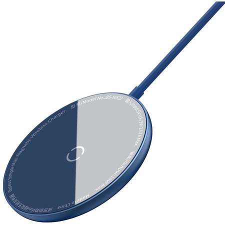 Incarcator Baseus Wireless Simple Mini Magnetic, compatibil MagSafe, 15W, Cablu USB-C 1.5m, Albastru